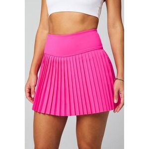 NWT Fabletics Hot Shot Pleated Skirt Miami Pink Neon Size M Short